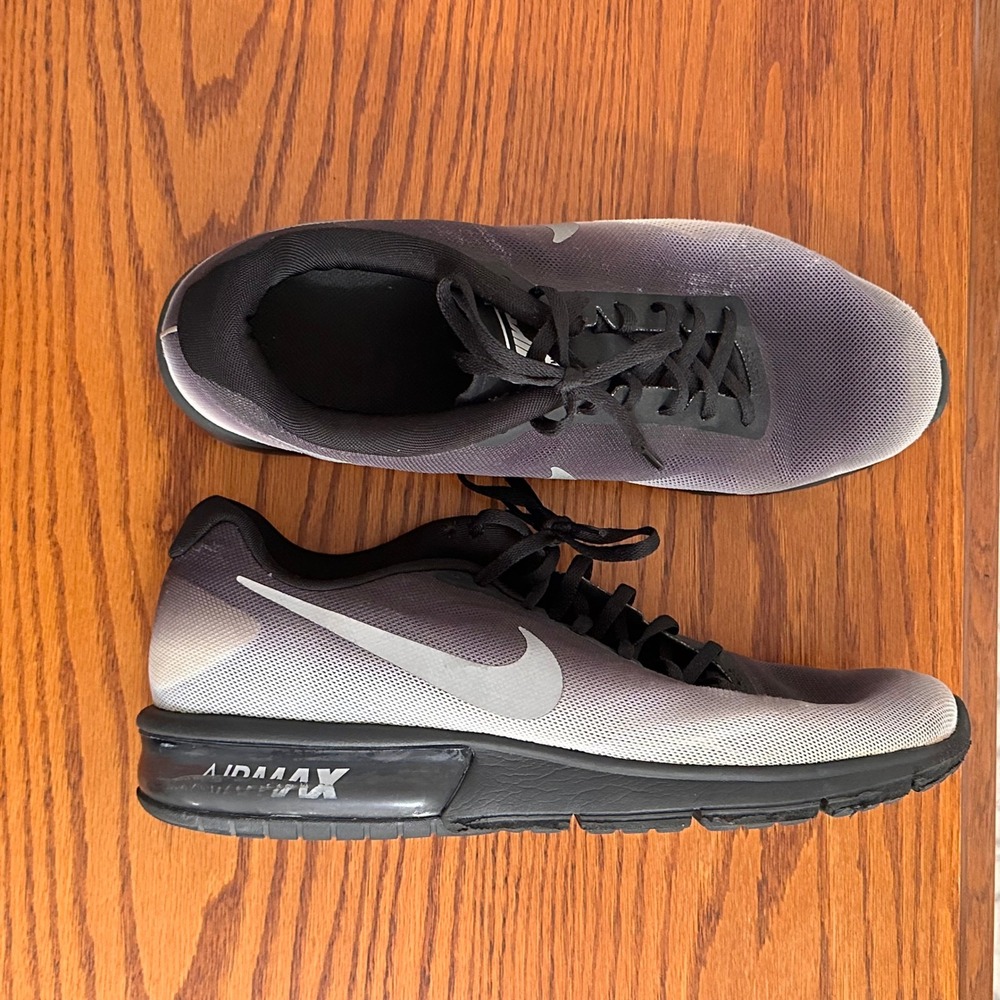 Nike Air Max Sequent Black White Gradient Running Shoes 719912-009 Mens